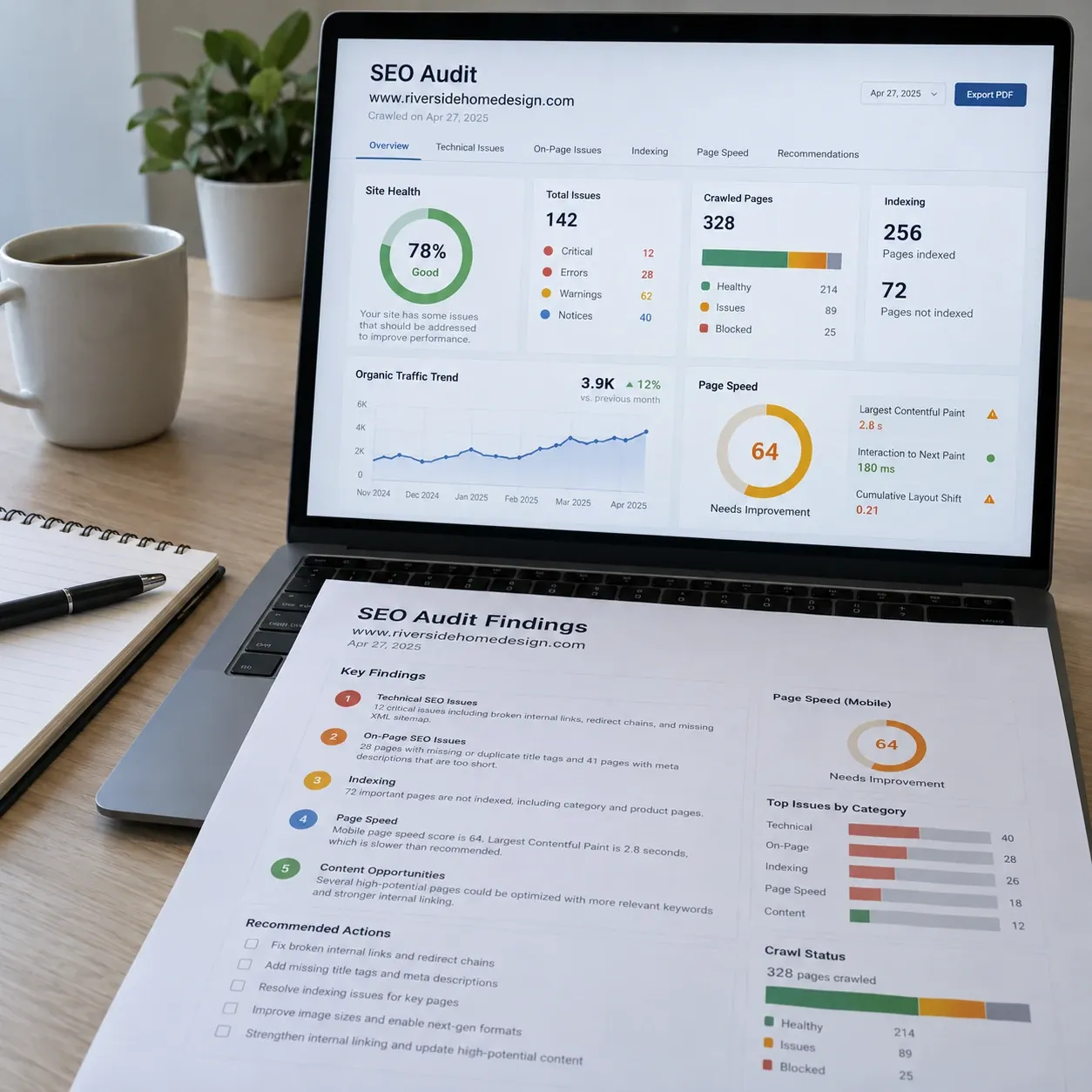 seo audit workspace dashboard